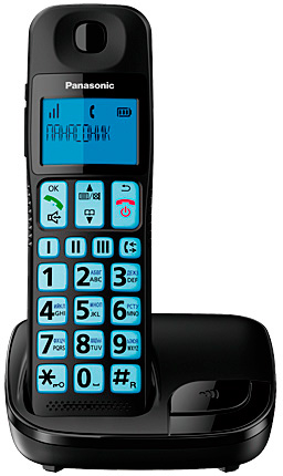 Panasonic KX-TGE110 RU-B, радиотелефон (черный) с большими кнопками с крупными цифрами