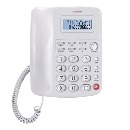 Texet TX-250 проводной телефон, белый