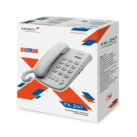 Texet TX-241 простой и удобный телефон, белый