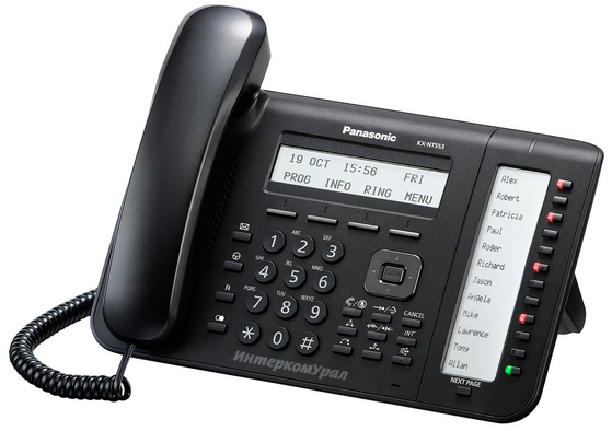 Panasonic KX-NT553RU-B IP-телефон (черный) 3 строки, 2 ЖК-страницы, 24 кнопки