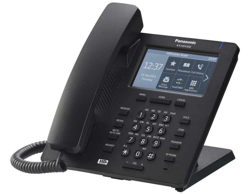Panasonic KX-HDV330RU-B SIP-телефон (черный) тачскрин, 12 линий, 24 кнопки, 2 гигабитных порта