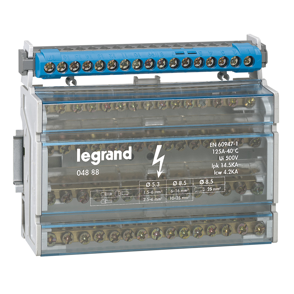 Legrand 004888 Модульный распределительный блок 4П 125A 15 подключений