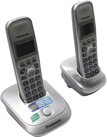 Panasonic KX-TG2512 RU-N, радиотелефон (платиновый) с двумя трубками и определителем номера