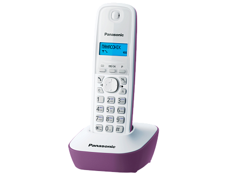 Panasonic KX-TG1611 RU-F, недорогой радиотелефон DECT (сиреневый) с русским меню