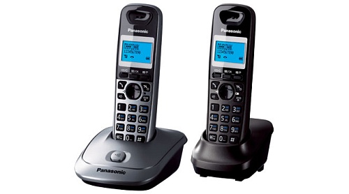 Panasonic KX-TG2512 RU-1, радиотелефон (серый/темно-серый) с двумя трубками и определителем номера