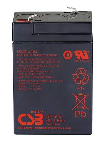 GP 645 аккумулятор CSB 6V 4.5Ah