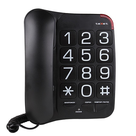 Texet TX-201 телефон с большими кнопками, черный