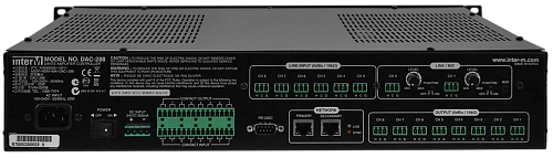 Inter-M DAC-288 cетевой аудиоконтроллер, технология Dante, 8 аудиовходов, 8 аудиовыходов, RS-232